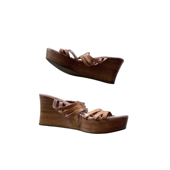 Ugg Mattie Leather Wedges Tan Size 8.5 Summer Boho Hippie Neutral Beach Vacation - Picture 7 of 12